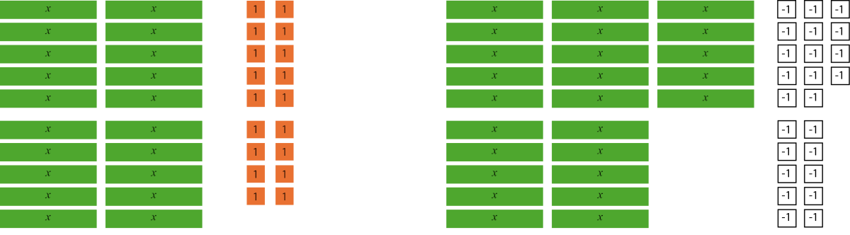 Des tuiles algébriques sont utilisées pour exprimer des nombres.